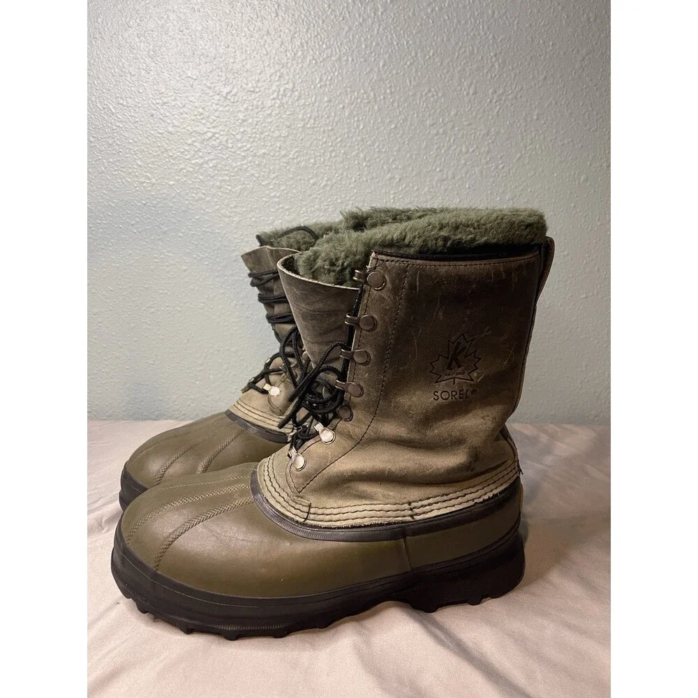 Sorel Kaufman Leather Lace Up Snow Boots With Liner Made In Canada Men’s Size 8